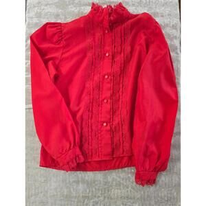 Vintage Lu Bene MADE IN USA red button down size small
